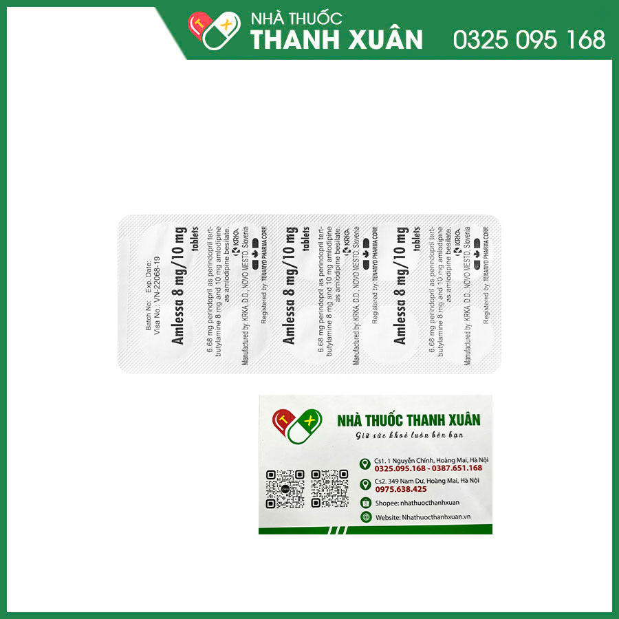 Amlessa 8mg/10mg thuốc điều trị thay thế trong tăng huyết áp vô căn và/hoặc bệnh mạch vành ổn định